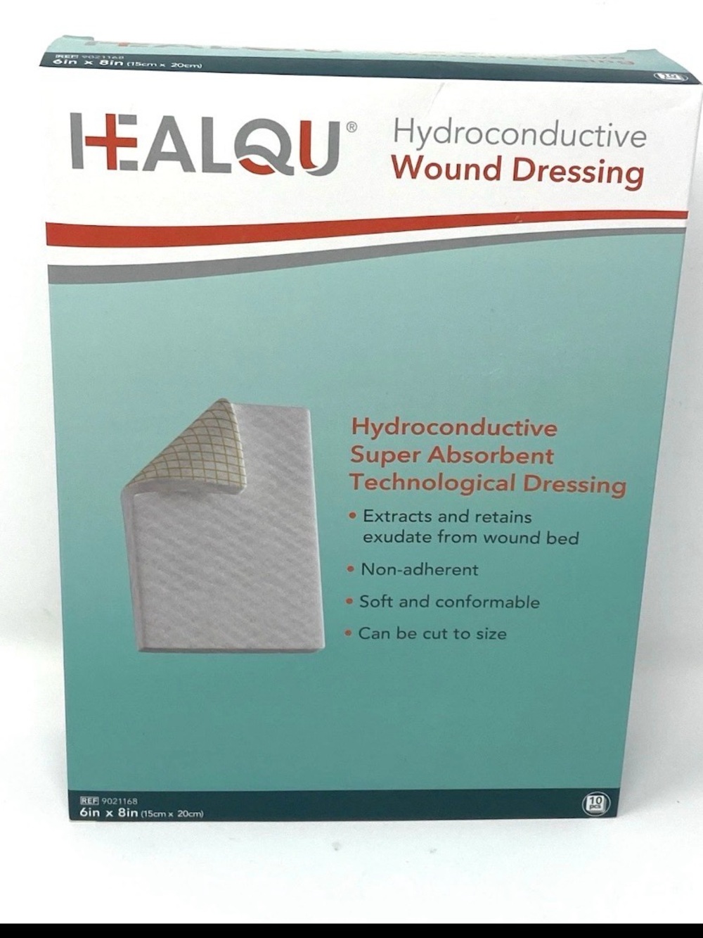 Healqu Hydroconductive Wound Dressing 6" x 8” Super Absorbent 9021168 - 10 Pc